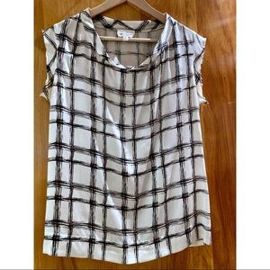 NILI LOTAN Silk sleeveless blouse plaid (white and black)